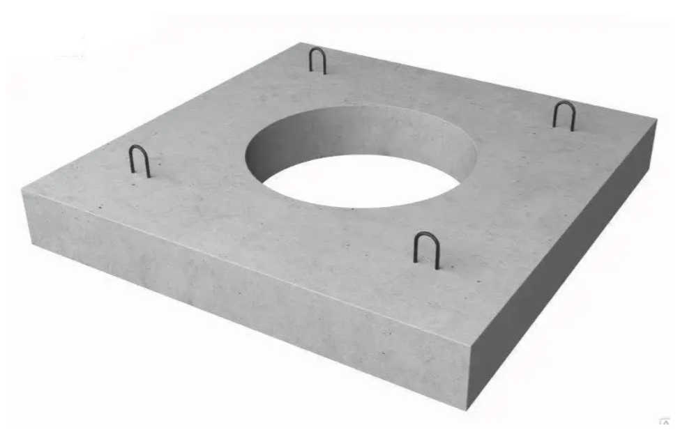 Плита опорна 1700x1700x150 мм, Діаметр отвору 650 мм, бетон B25